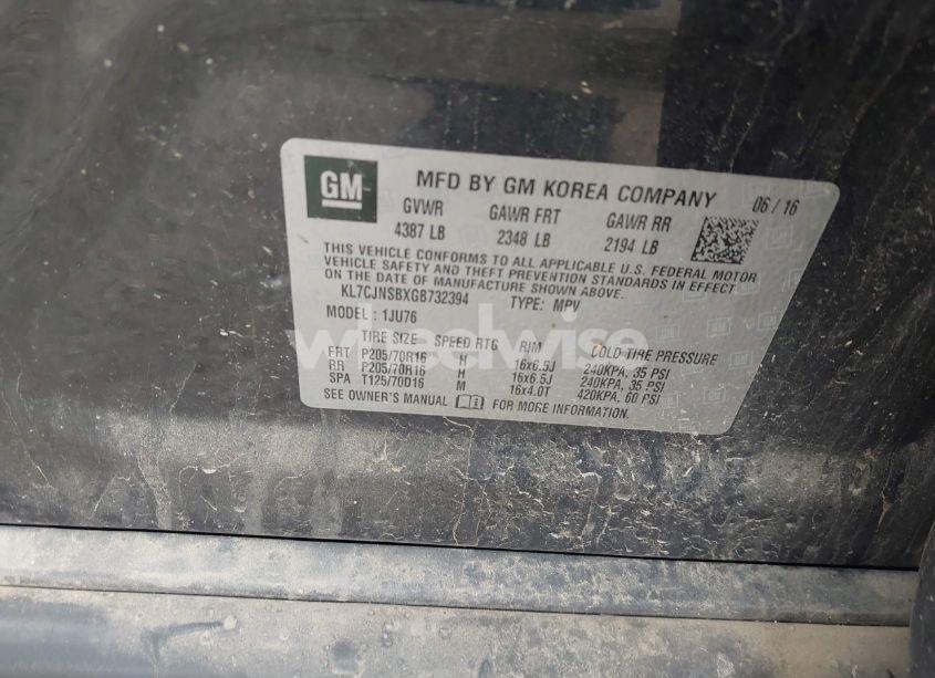 Photo 9 of 2016 Chevrolet Trax 1LS (VIN KL7CJNSBXGB732394)