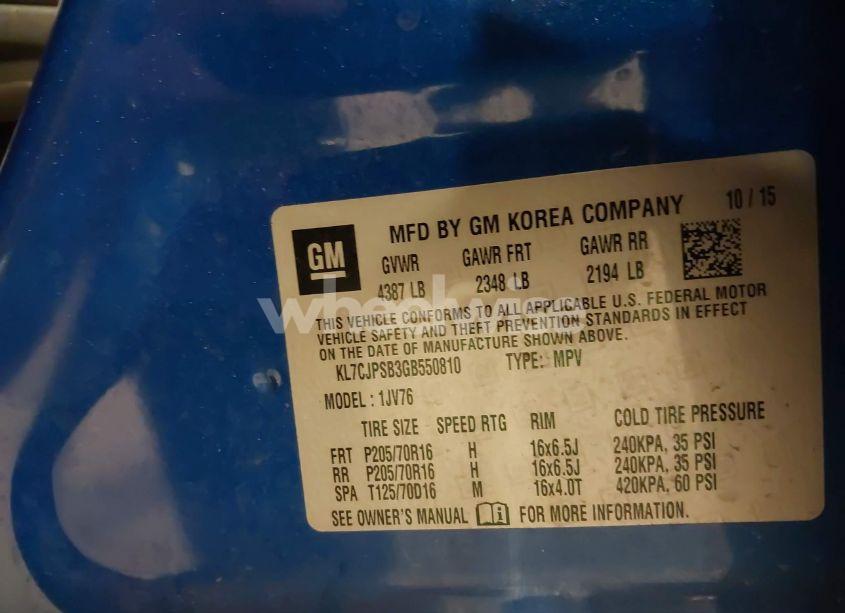 Photo 9 of 2016 Chevrolet Trax LT (VIN KL7CJPSB3GB550810)