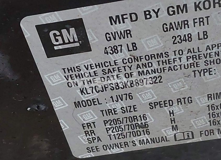 Photo 9 of 2019 Chevrolet Trax LT (VIN KL7CJPSB3KB897322)