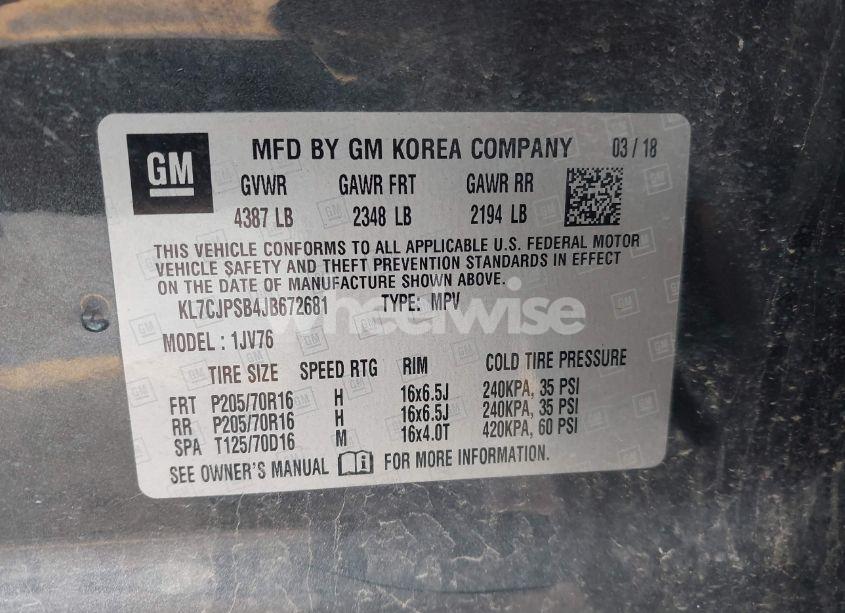 Photo 9 of 2018 Chevrolet Trax LT (VIN KL7CJPSB4JB672681)