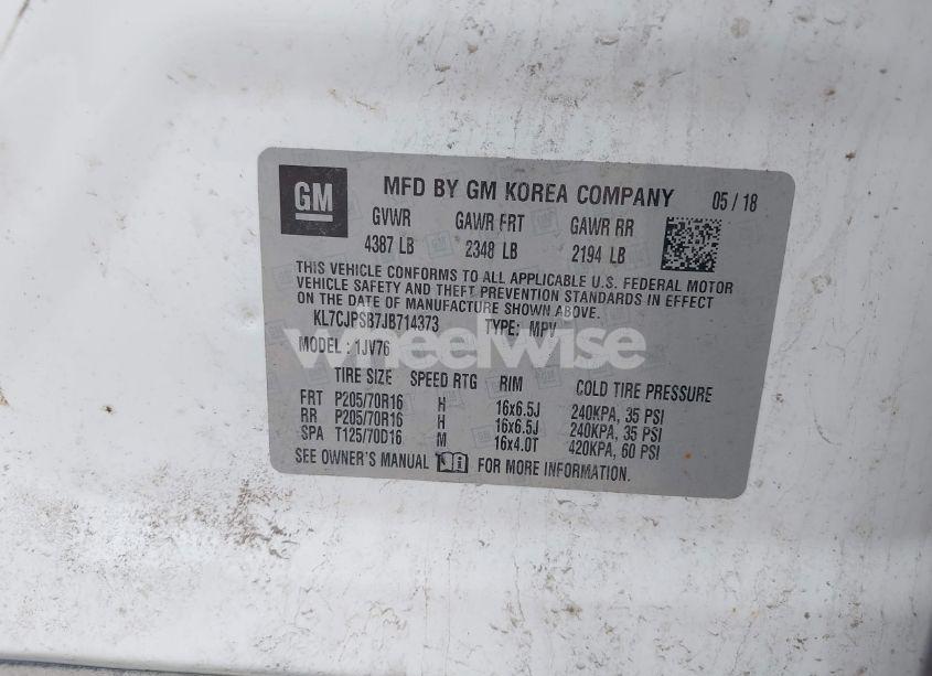 Photo 9 of 2018 Chevrolet Trax LT (VIN KL7CJPSB7JB714373)