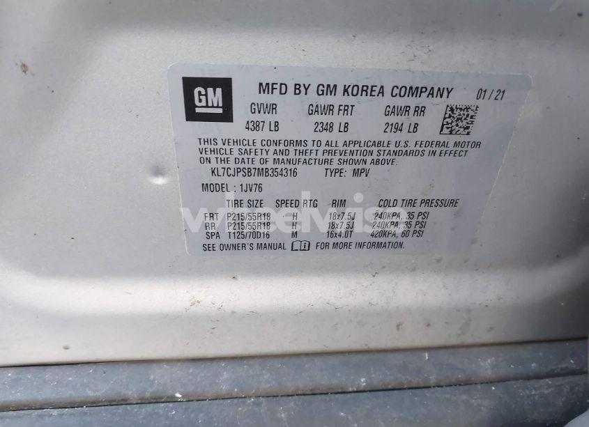 Photo 9 of 2021 Chevrolet Trax AWD LT (VIN KL7CJPSB7MB354316)