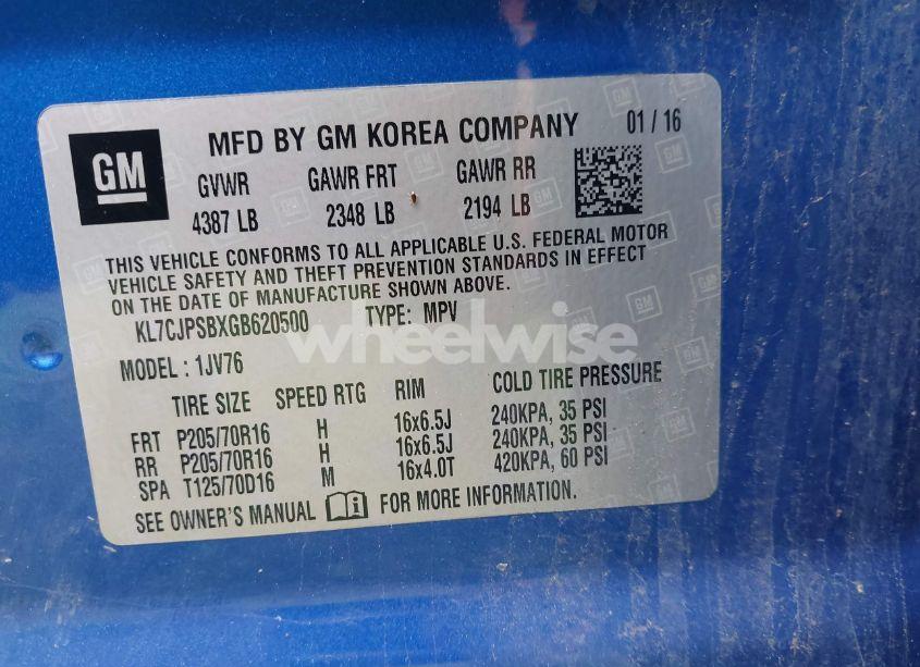 Photo 9 of 2016 Chevrolet Trax LT (VIN KL7CJPSBXGB620500)