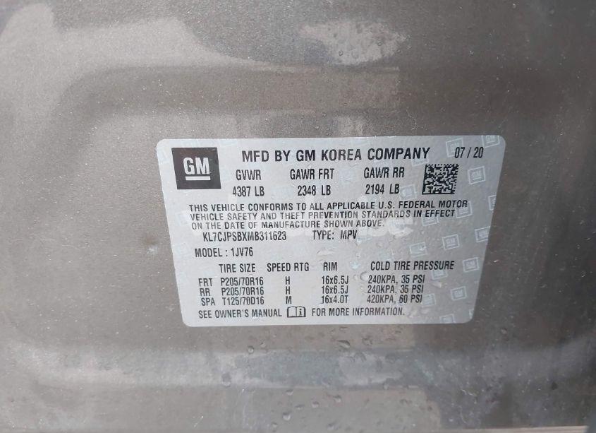 Photo 9 of 2021 Chevrolet Trax AWD LT (VIN KL7CJPSBXMB311623)