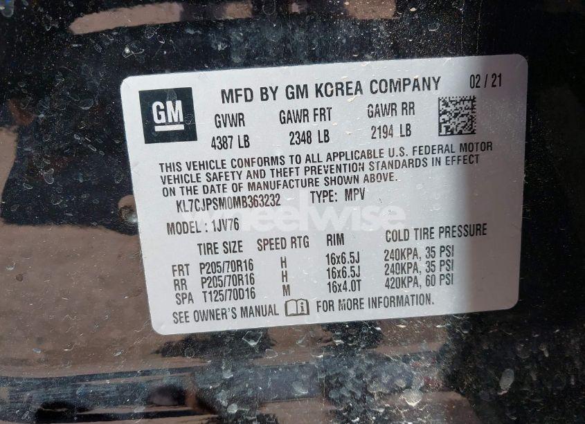 Photo 9 of 2021 Chevrolet Trax AWD LT (VIN KL7CJPSM0MB363232)