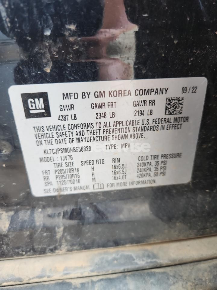 Photo 12 of 2022 CHEVROLET TRAX 1LT (VIN KL7CJPSM0NB558829)