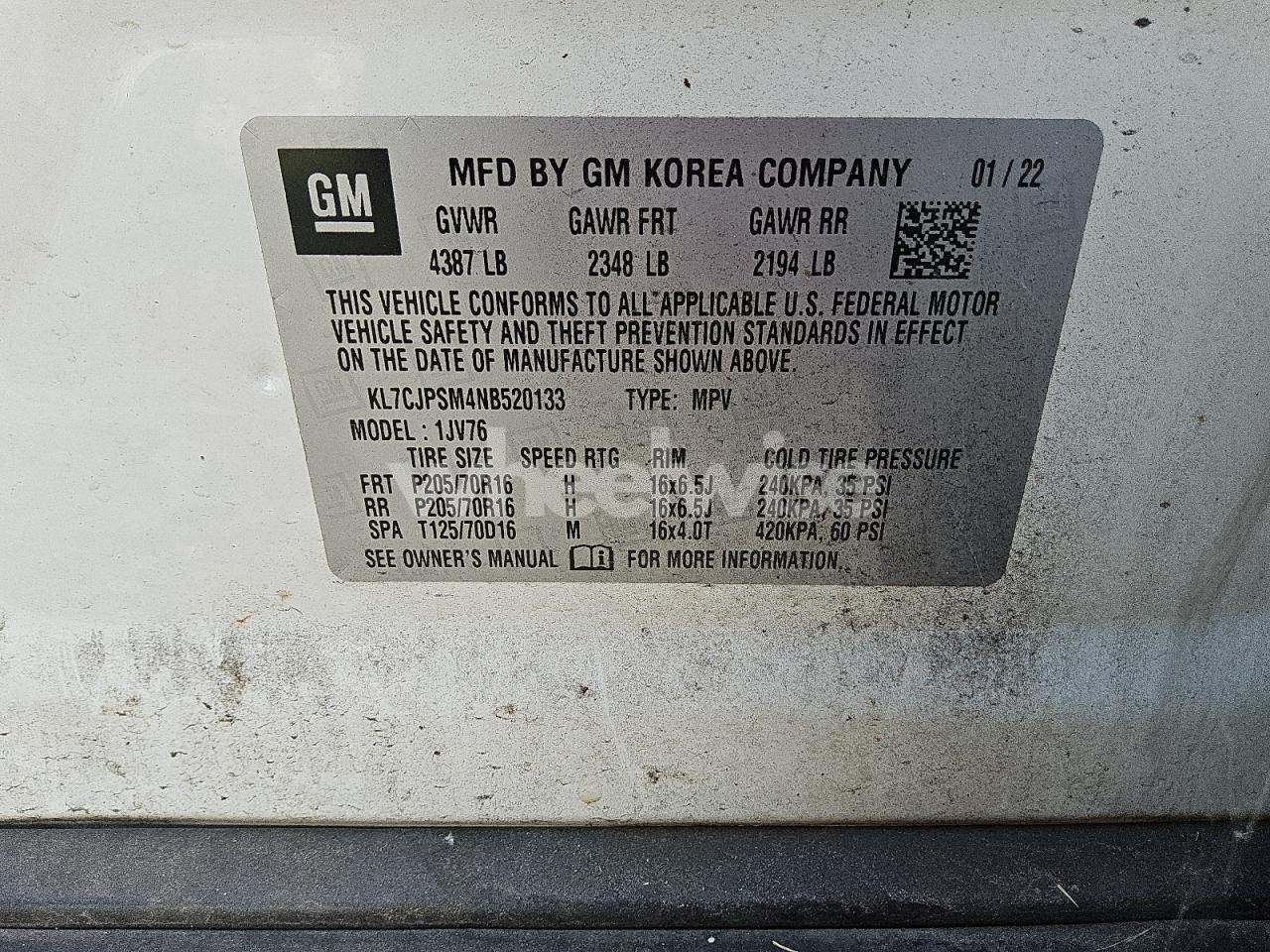 Photo 13 of 2022 CHEVROLET TRAX 1LT (VIN KL7CJPSM4NB520133)