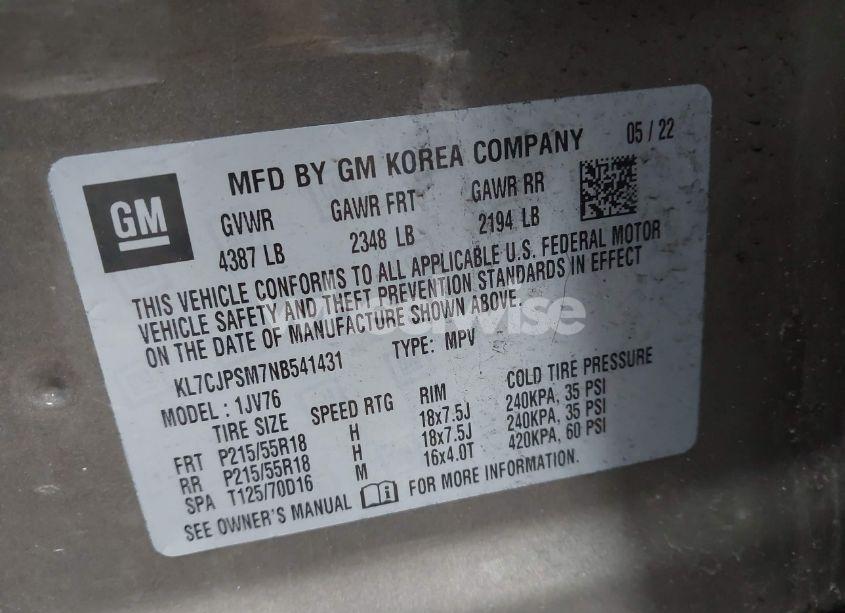 Photo 9 of 2022 Chevrolet Trax AWD LT (VIN KL7CJPSM7NB541431)