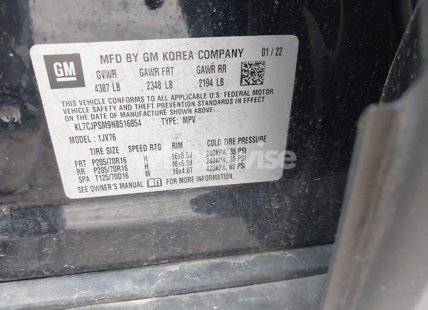 Photo 9 of 2022 Chevrolet Trax AWD LT (VIN KL7CJPSM9NB516854)