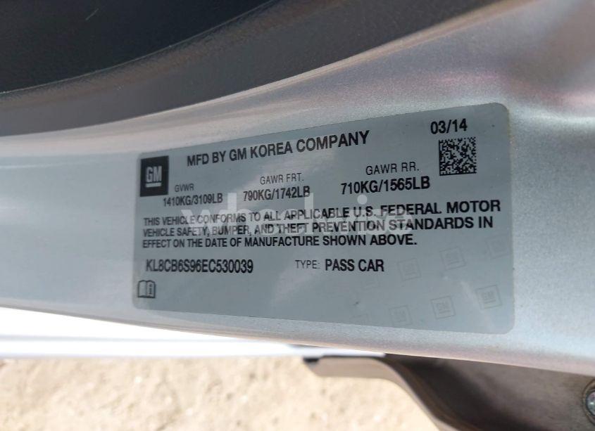 Photo 9 of 2014 Chevrolet Spark LS AUTO (VIN KL8CB6S96EC530039)