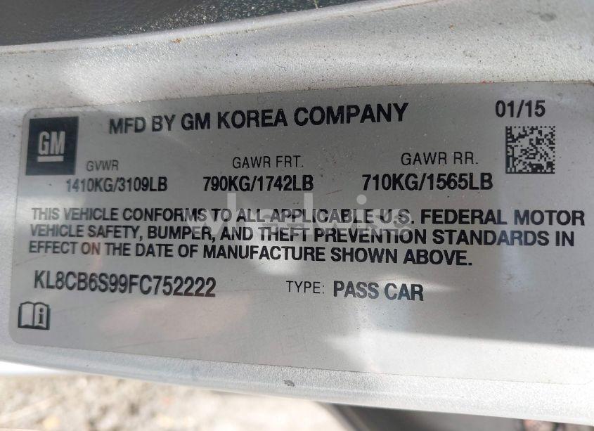 Photo 9 of 2015 Chevrolet Spark LS CVT (VIN KL8CB6S99FC752222)