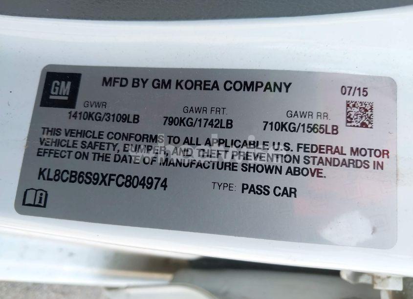 Photo 9 of 2015 Chevrolet Spark LS CVT (VIN KL8CB6S9XFC804974)