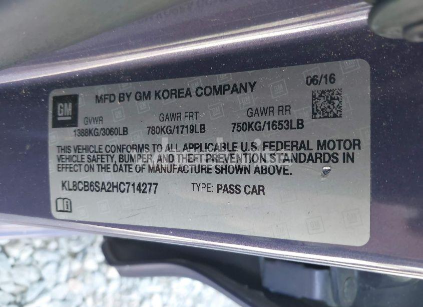 Photo 9 of 2017 Chevrolet Spark LS CVT (VIN KL8CB6SA2HC714277)