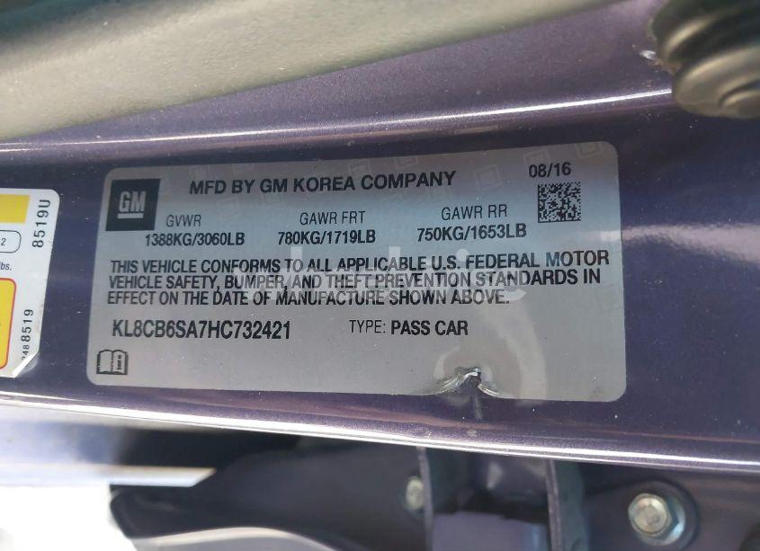 Photo 9 of 2017 Chevrolet Spark LS CVT (VIN KL8CB6SA7HC732421)