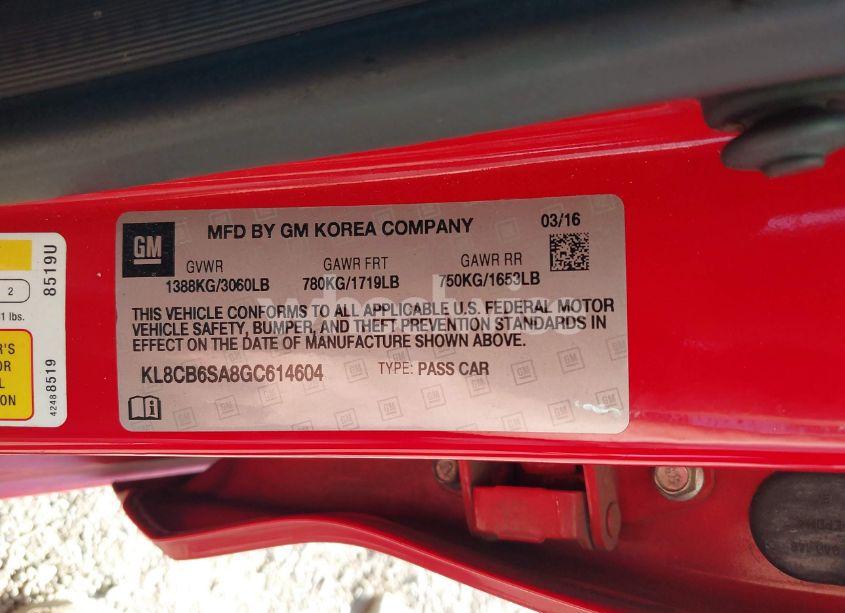 Photo 9 of 2016 Chevrolet Spark LS CVT (VIN KL8CB6SA8GC614604)