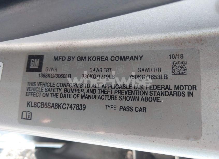 Photo 9 of 2019 Chevrolet Spark LS CVT (VIN KL8CB6SA8KC747839)