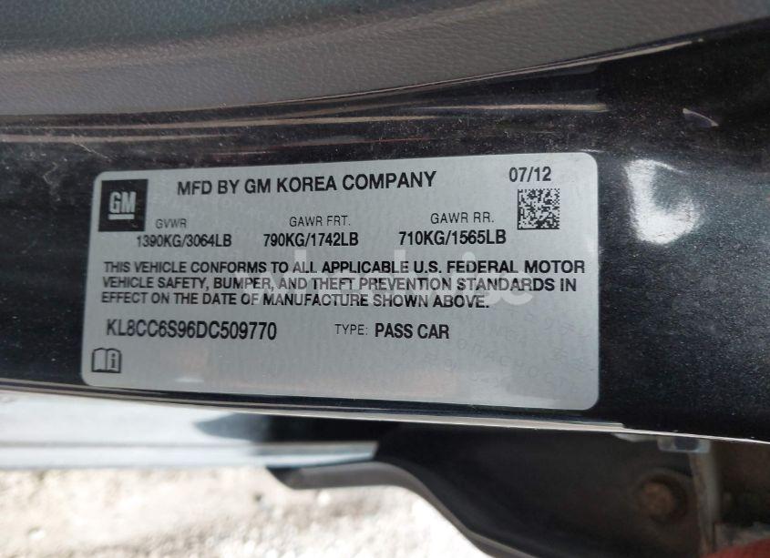 Photo 9 of 2013 Chevrolet Spark 1LT MANUAL (VIN KL8CC6S96DC509770)