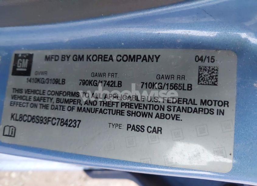 Photo 9 of 2015 Chevrolet Spark 1LT CVT (VIN KL8CD6S93FC784237)