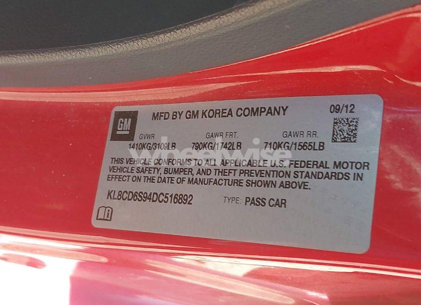 Photo 9 of 2013 Chevrolet Spark 1LT AUTO (VIN KL8CD6S94DC516892)