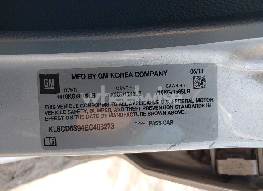 Photo 9 of 2014 Chevrolet Spark 1LT AUTO (VIN KL8CD6S94EC408273)