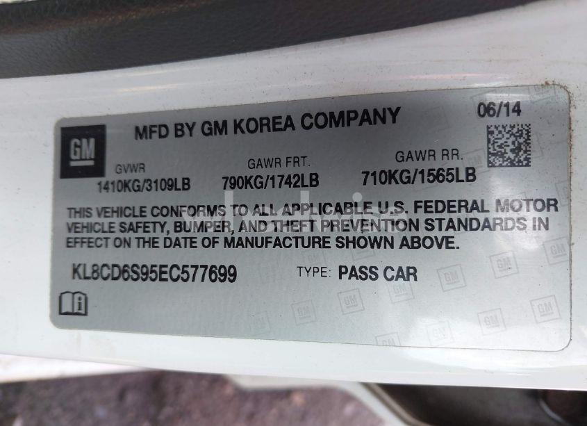 Photo 9 of 2014 Chevrolet Spark 1LT AUTO (VIN KL8CD6S95EC577699)