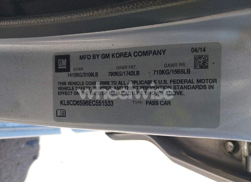 Photo 9 of 2014 Chevrolet Spark 1LT AUTO (VIN KL8CD6S96EC551533)