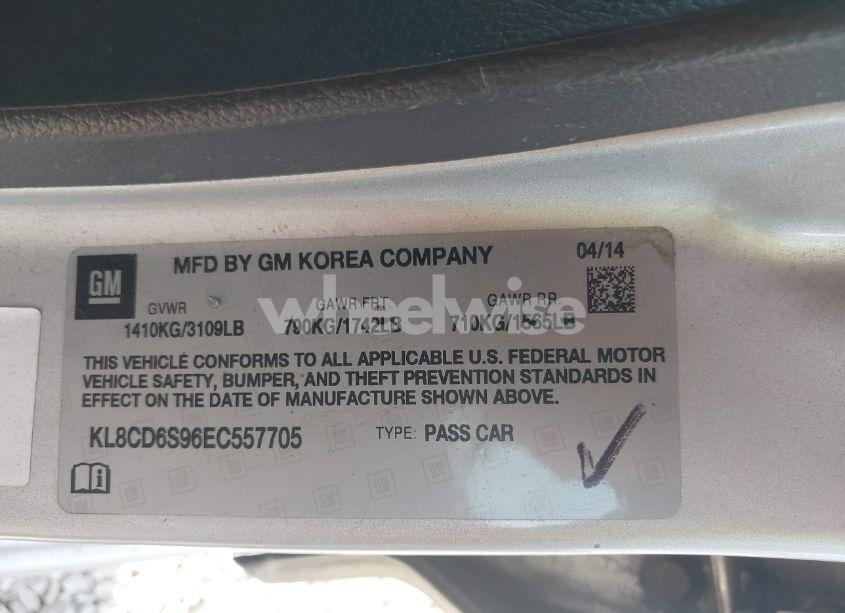 Photo 9 of 2014 Chevrolet Spark 1LT AUTO (VIN KL8CD6S96EC557705)