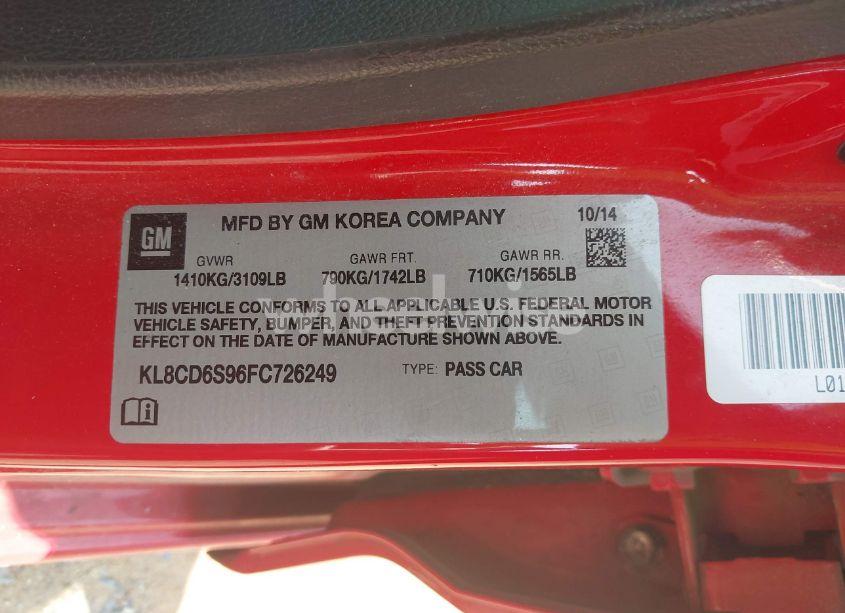 Photo 9 of 2015 Chevrolet Spark 1LT CVT (VIN KL8CD6S96FC726249)