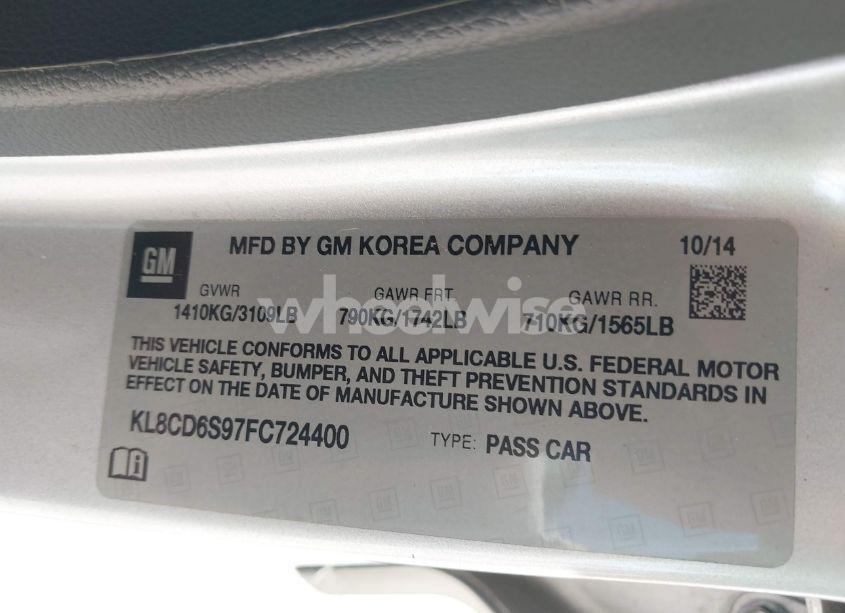 Photo 9 of 2015 Chevrolet Spark 1LT CVT (VIN KL8CD6S97FC724400)