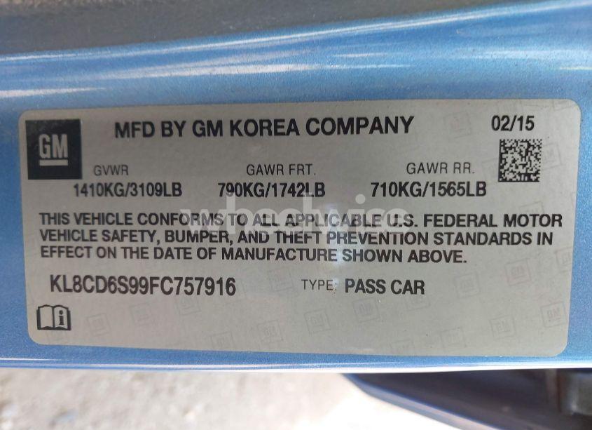 Photo 9 of 2015 Chevrolet Spark 1LT CVT (VIN KL8CD6S99FC757916)