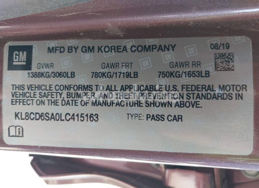 Photo 9 of 2020 Chevrolet Spark FWD 1LT AUTOMATIC (VIN KL8CD6SA0LC415163)