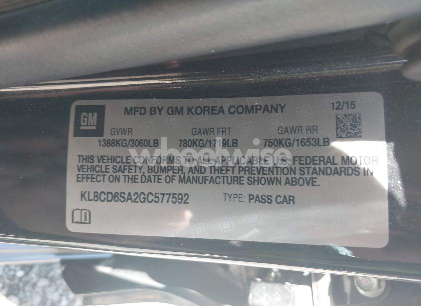 Photo 9 of 2016 Chevrolet Spark 1LT CVT (VIN KL8CD6SA2GC577592)