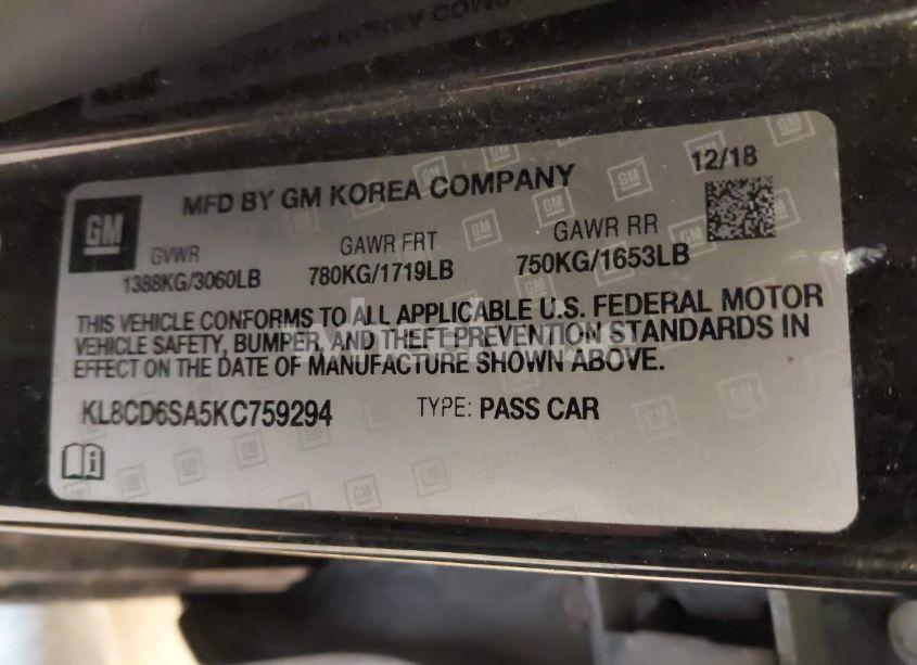 Photo 9 of 2019 Chevrolet Spark 1LT CVT (VIN KL8CD6SA5KC759294)