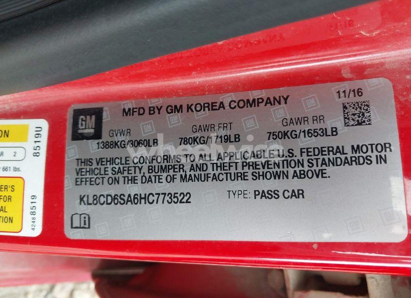 Photo 9 of 2017 Chevrolet Spark 1LT CVT (VIN KL8CD6SA6HC773522)