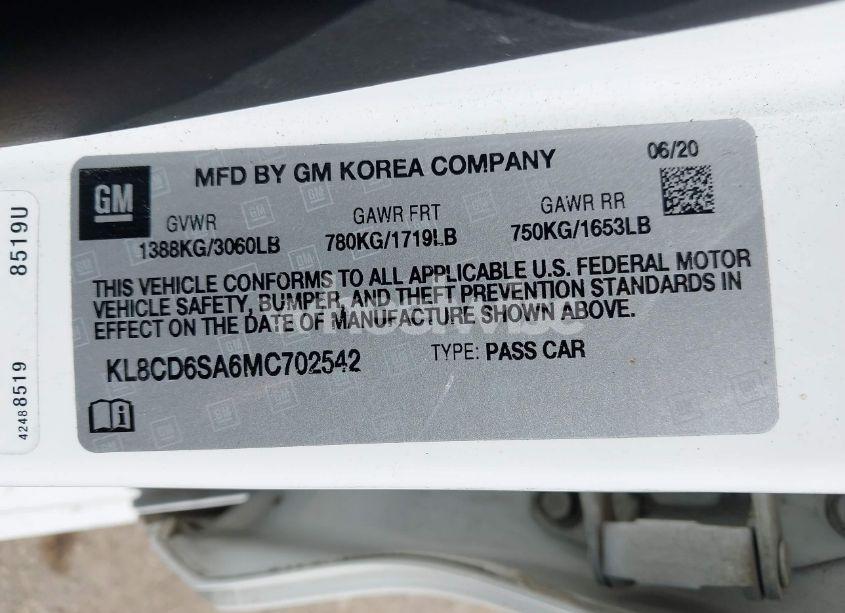 Photo 9 of 2021 Chevrolet Spark FWD 1LT AUTOMATIC (VIN KL8CD6SA6MC702542)