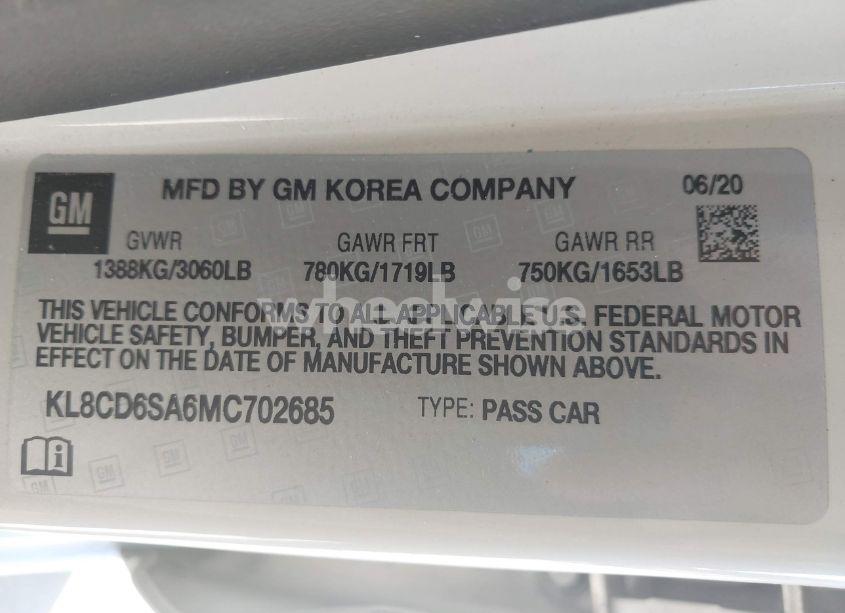 Photo 9 of 2021 Chevrolet Spark FWD 1LT AUTOMATIC (VIN KL8CD6SA6MC702685)