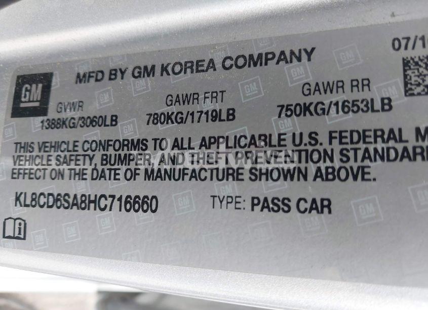 Photo 9 of 2017 Chevrolet Spark 1LT CVT (VIN KL8CD6SA8HC716660)