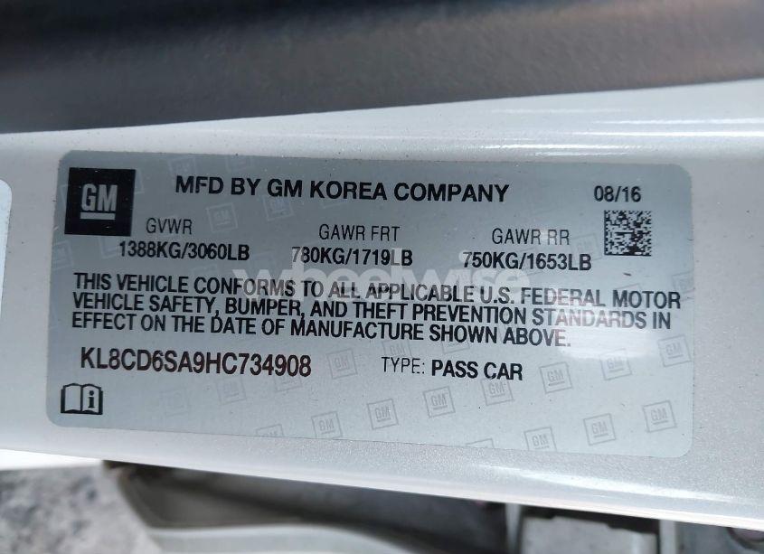 Photo 9 of 2017 Chevrolet Spark 1LT CVT (VIN KL8CD6SA9HC734908)