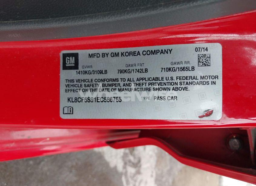 Photo 9 of 2014 Chevrolet Spark 2LT AUTO (VIN KL8CF6S91EC586765)