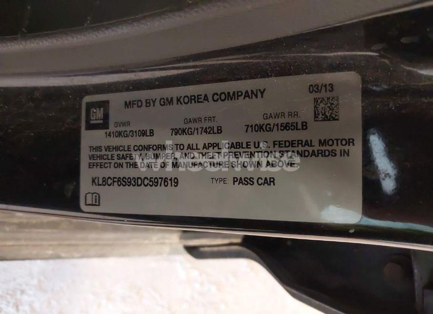 Photo 9 of 2013 Chevrolet Spark 2LT AUTO (VIN KL8CF6S93DC597619)