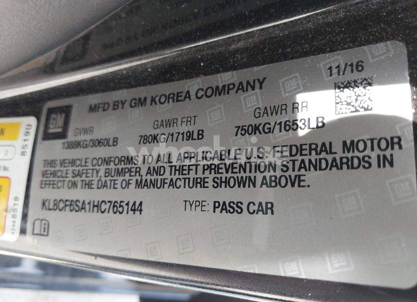 Photo 9 of 2017 Chevrolet Spark 2LT CVT (VIN KL8CF6SA1HC765144)