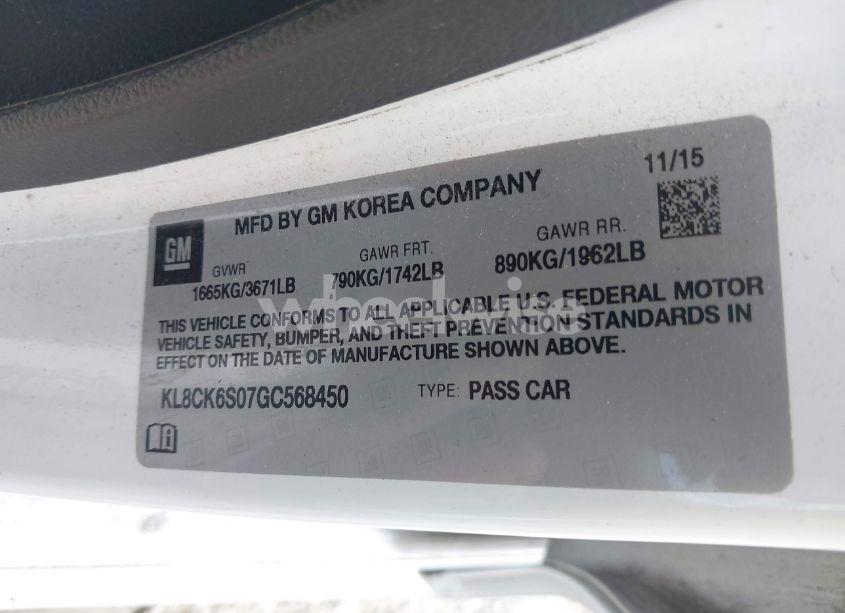 Photo 9 of 2016 Chevrolet Spark EV 1LT (VIN KL8CK6S07GC568450)