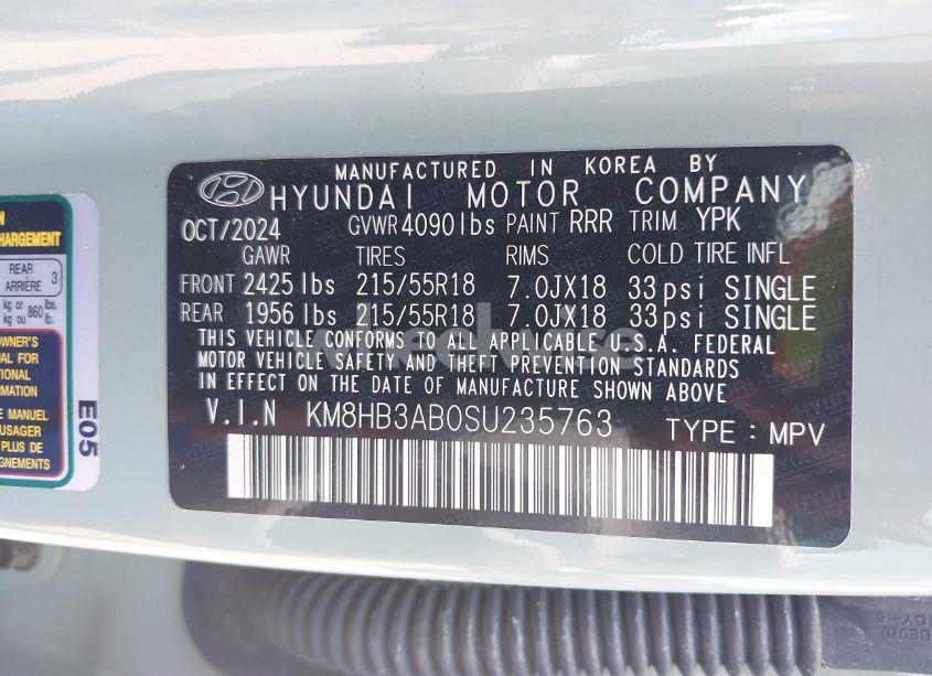 Photo 9 of 2025 Hyundai Kona SEL (VIN KM8HB3AB0SU235763)