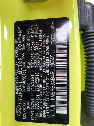 Photo 8 of 2024 HYUNDAI KONA SEL (VIN KM8HB3AB4RU087451)