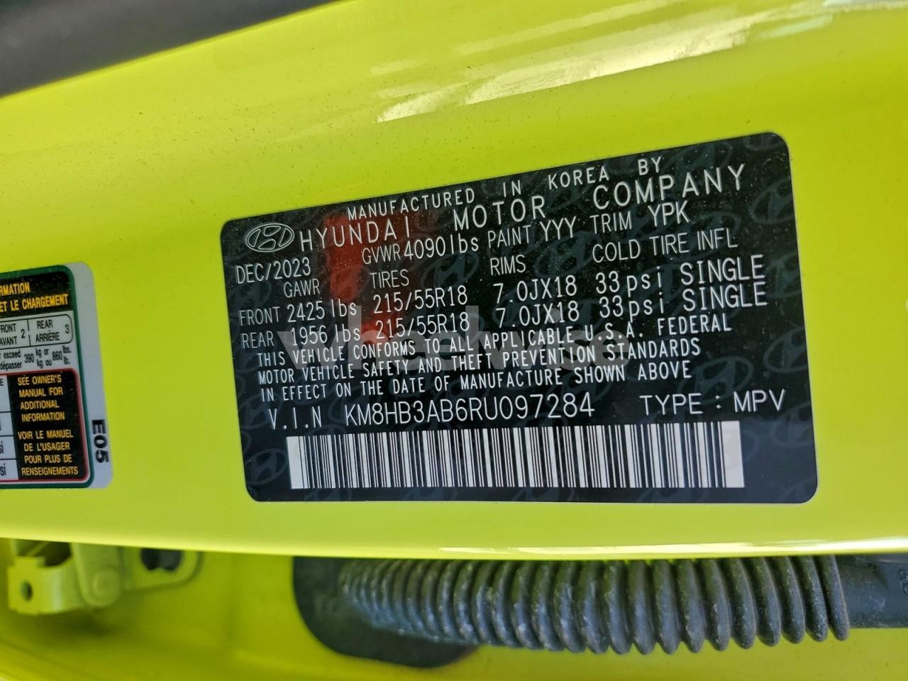 Photo 12 of 2024 HYUNDAI KONA SEL (VIN KM8HB3AB6RU097284)