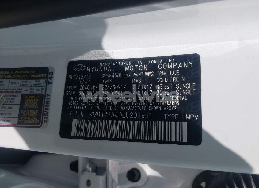 Photo 9 of 2020 Hyundai Tucson SE (VIN KM8J23A40LU202931)