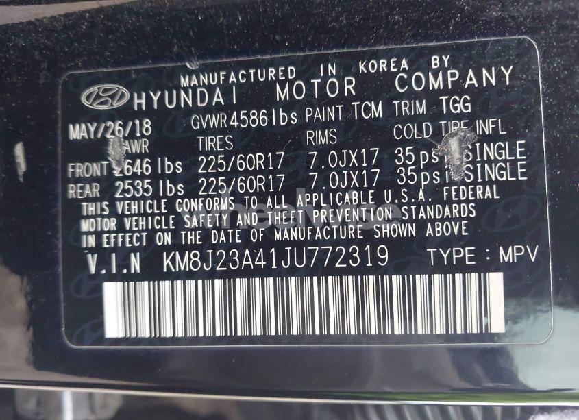 Photo 9 of 2018 Hyundai Tucson SE (VIN KM8J23A41JU772319)