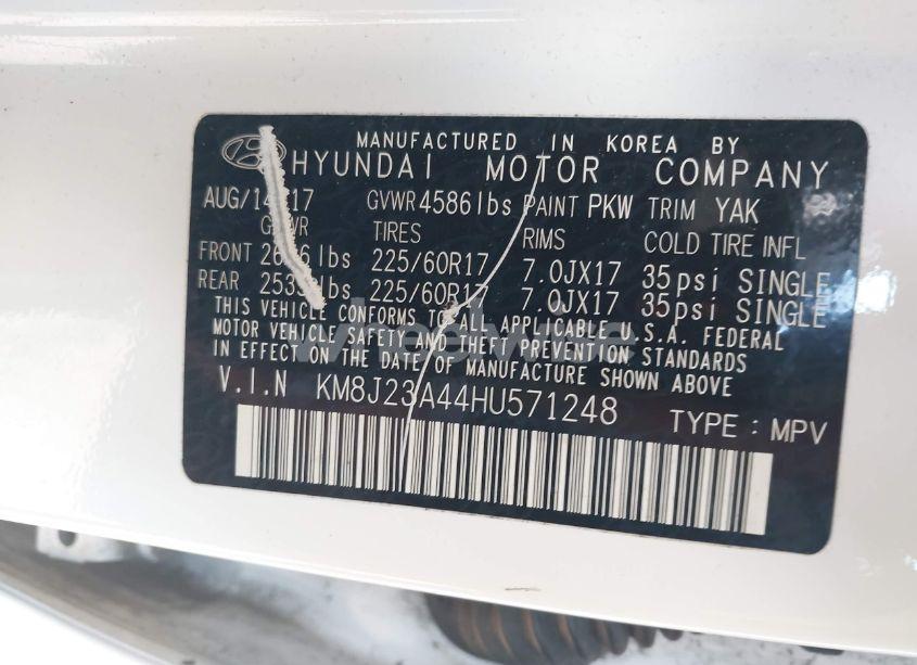 Photo 9 of 2017 Hyundai Tucson SE (VIN KM8J23A44HU571248)