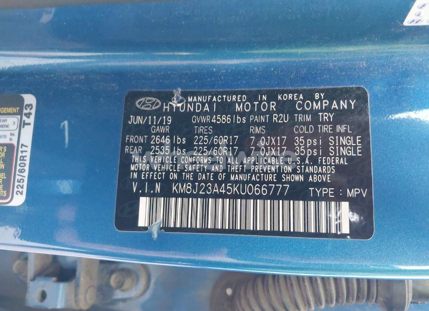 Photo 9 of 2019 Hyundai Tucson SE (VIN KM8J23A45KU066777)