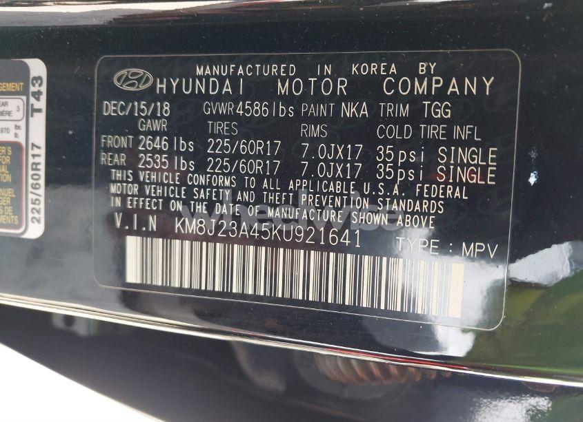 Photo 9 of 2019 Hyundai Tucson SE (VIN KM8J23A45KU921641)